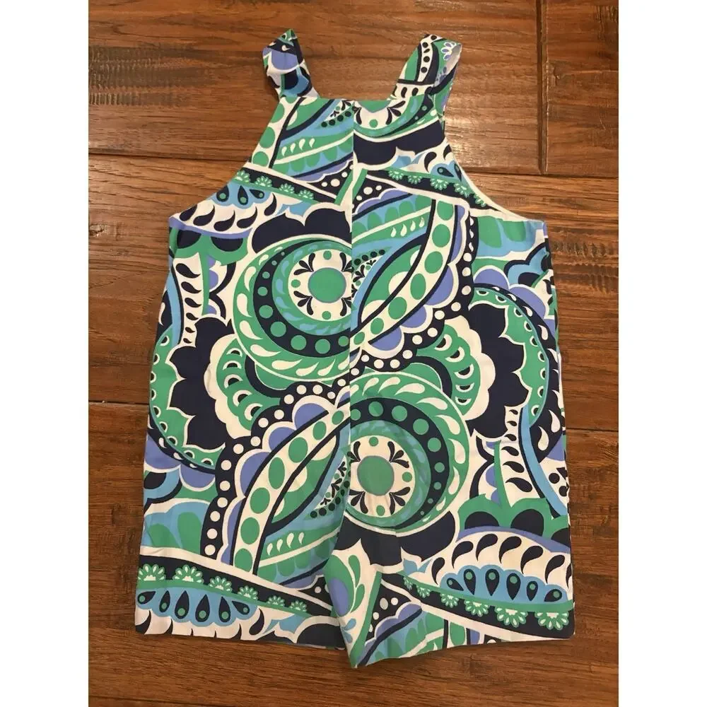 Kelly's Kids 18M Paisley Jon Jon Romper Navy Blue Green Unisex Geometric Boutiqu